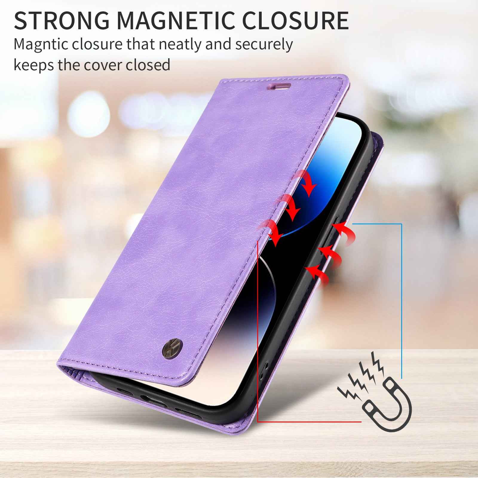 For Xiaomi 17 Pro Wallet Case YIKATU YK-006 Magnetic Closure Leather Phone Cover Litchi Texture - Purple