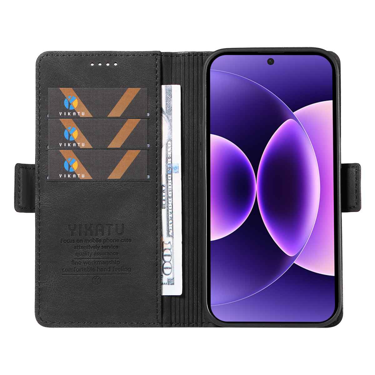 For Xiaomi 17 Pro Leather Case YIKATU YK-005 Skin-touch Feeling Wallet Phone Cover - Black