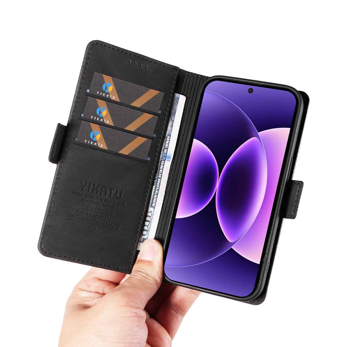 For Xiaomi 17 Pro Leather Case YIKATU YK-005 Skin-touch Feeling Wallet Phone Cover - Black