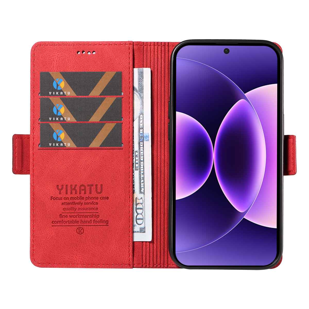 For Xiaomi 17 Pro Leather Case YIKATU YK-005 Skin-touch Feeling Wallet Phone Cover - Red