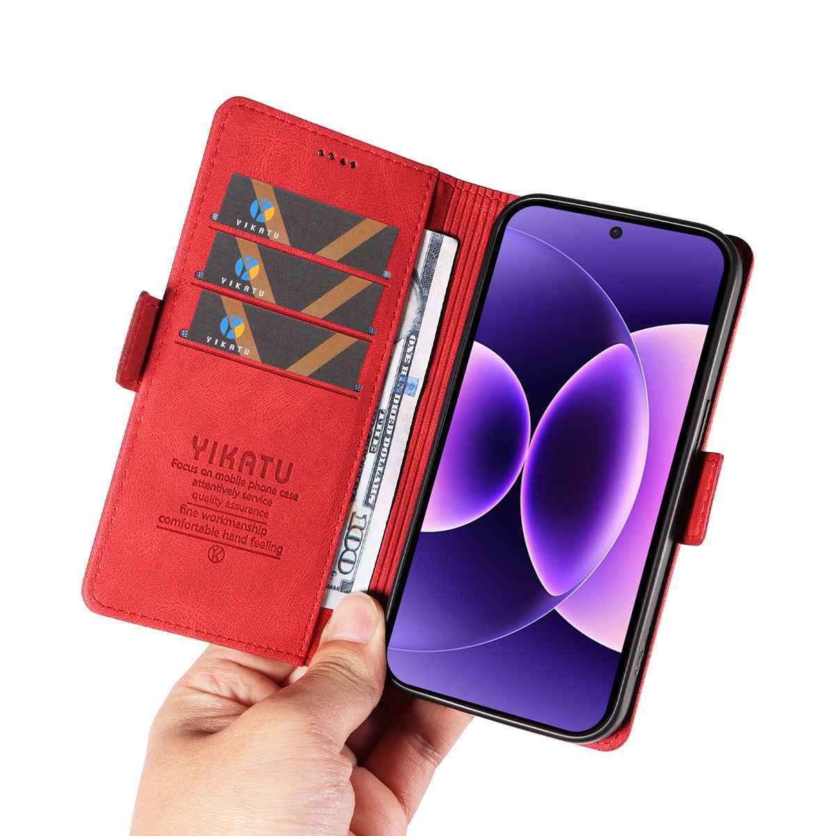 For Xiaomi 17 Pro Leather Case YIKATU YK-005 Skin-touch Feeling Wallet Phone Cover - Red