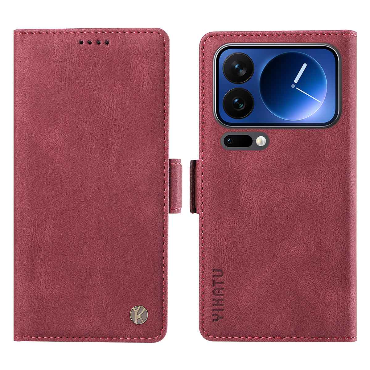 For Xiaomi 17 Pro Leather Case YIKATU YK-005 Skin-touch Feeling Wallet Phone Cover - Wine Red