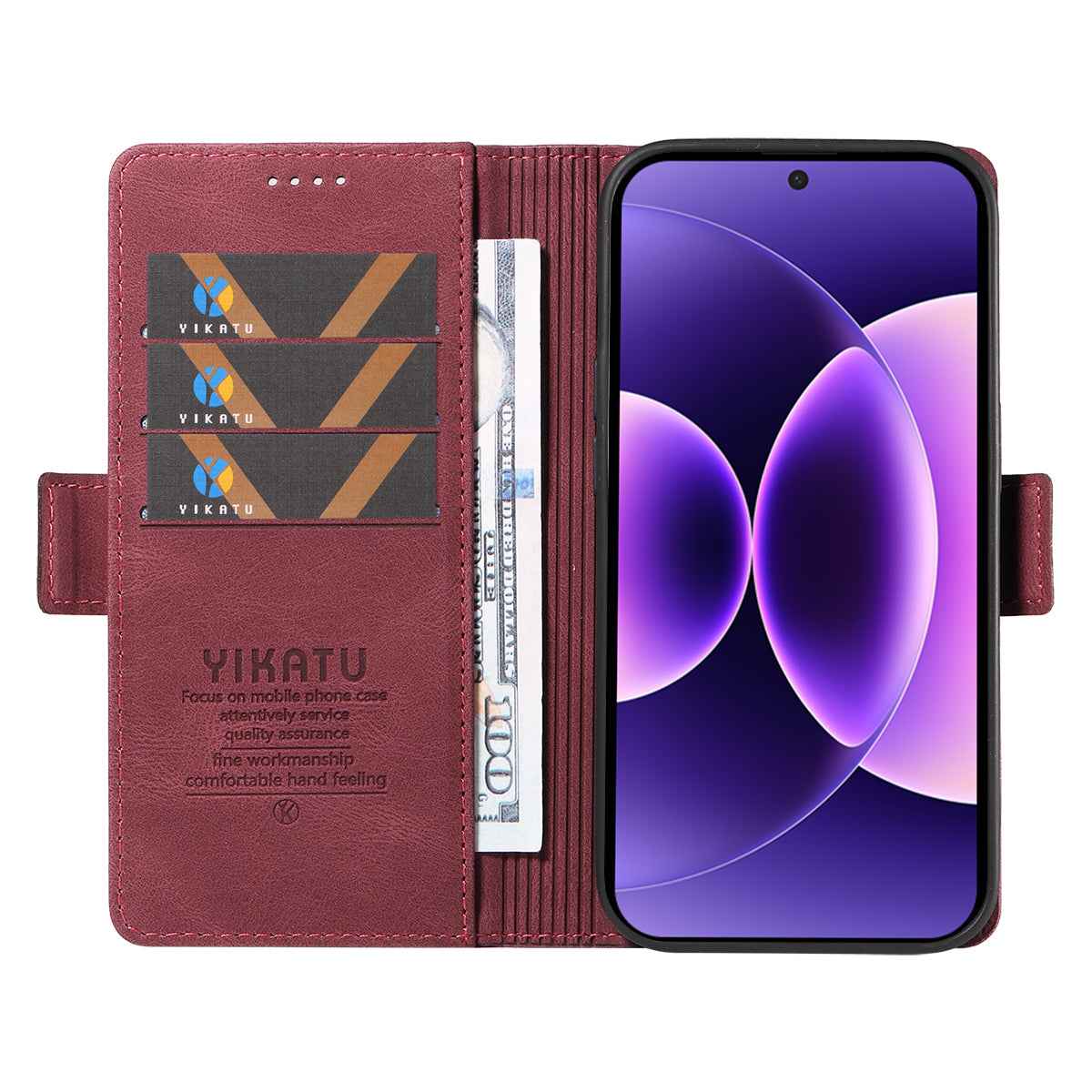 For Xiaomi 17 Pro Leather Case YIKATU YK-005 Skin-touch Feeling Wallet Phone Cover - Wine Red