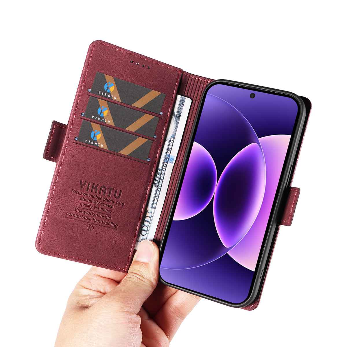 For Xiaomi 17 Pro Leather Case YIKATU YK-005 Skin-touch Feeling Wallet Phone Cover - Wine Red