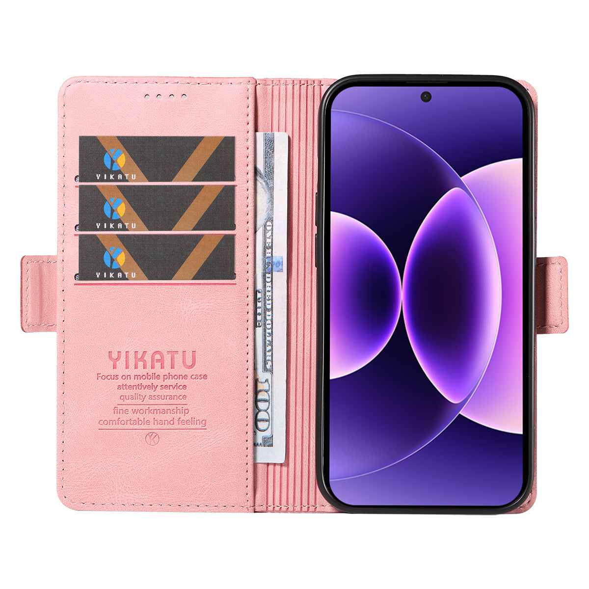 For Xiaomi 17 Pro Leather Case YIKATU YK-005 Skin-touch Feeling Wallet Phone Cover - Pink