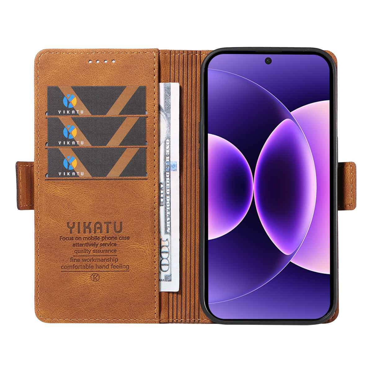For Xiaomi 17 Pro Leather Case YIKATU YK-005 Skin-touch Feeling Wallet Phone Cover - Brown