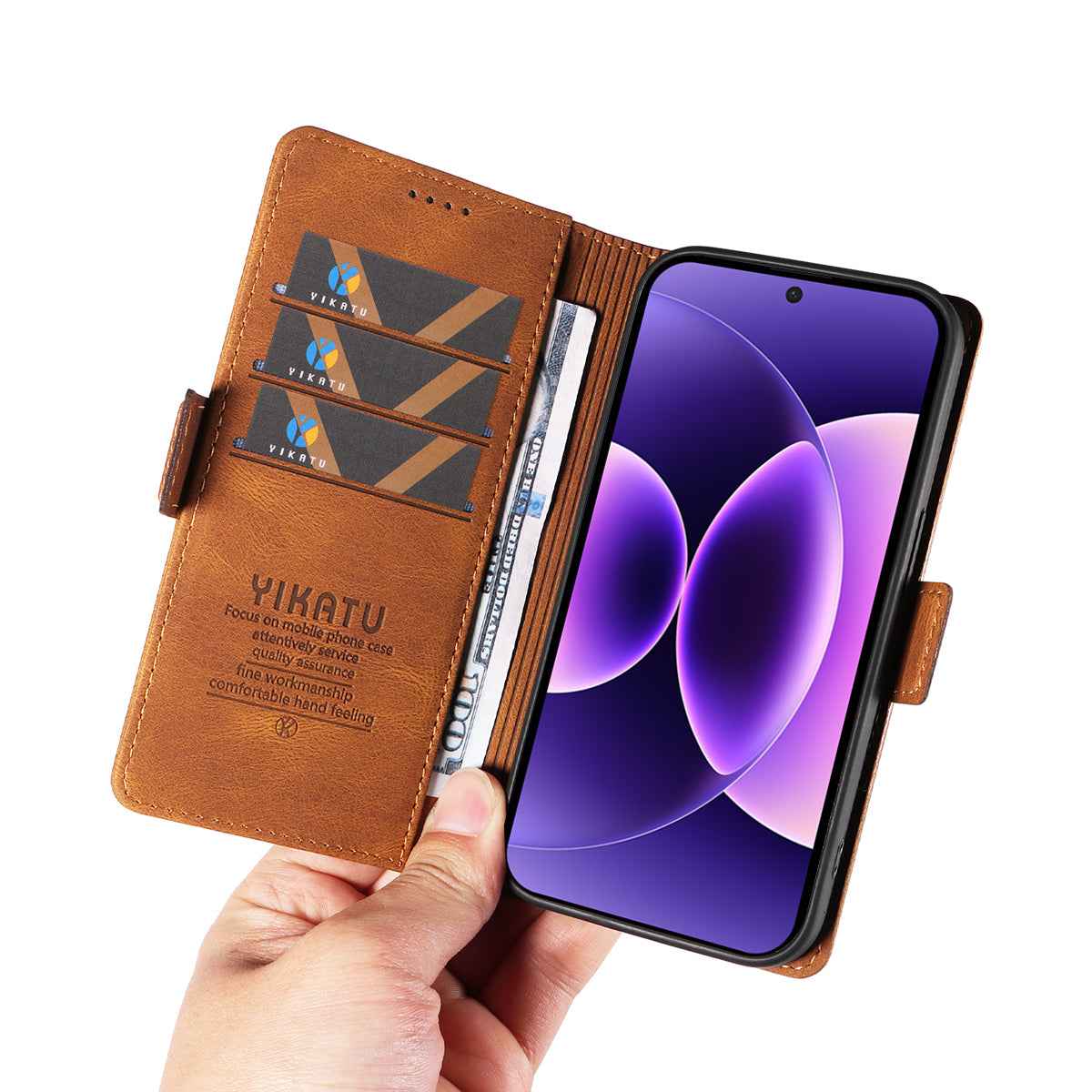 For Xiaomi 17 Pro Leather Case YIKATU YK-005 Skin-touch Feeling Wallet Phone Cover - Brown
