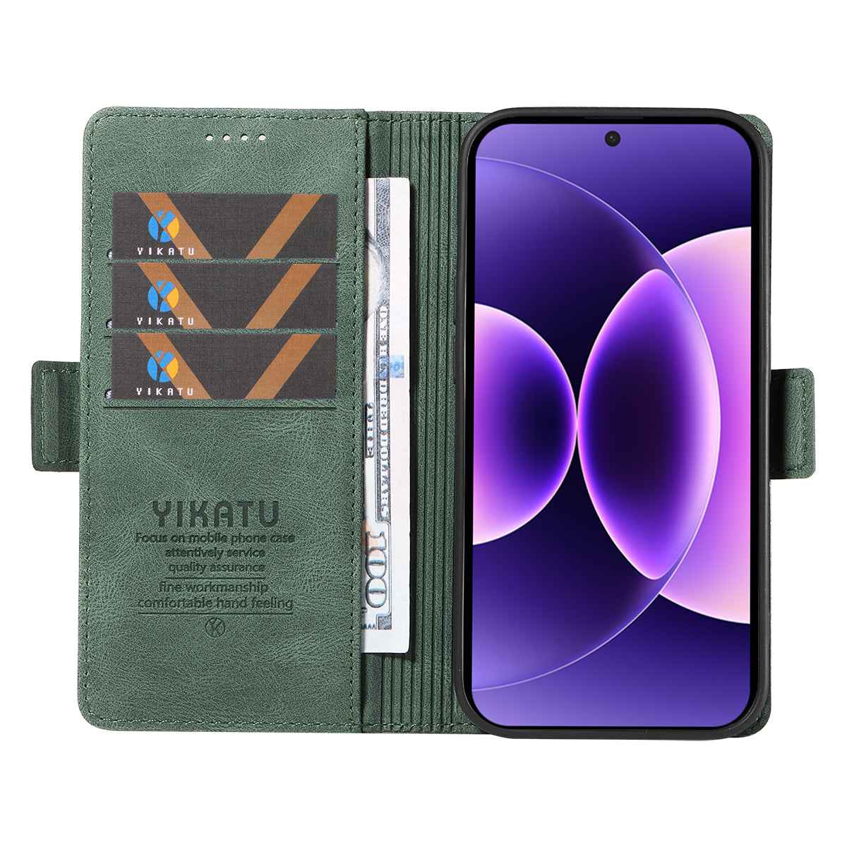 For Xiaomi 17 Pro Leather Case YIKATU YK-005 Skin-touch Feeling Wallet Phone Cover - Green