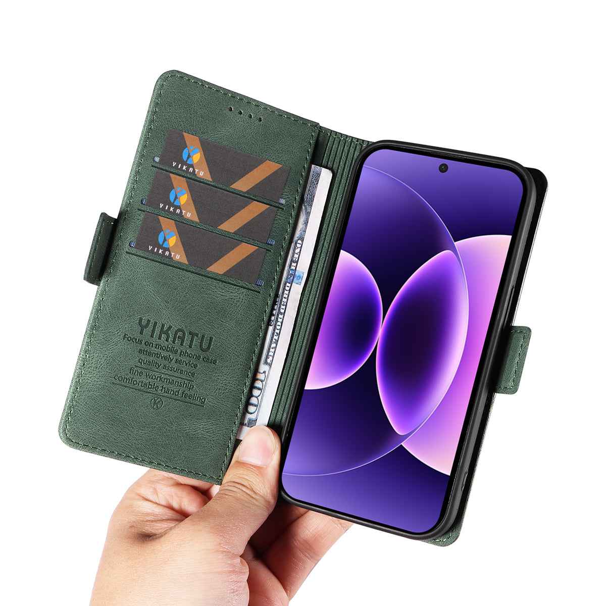 For Xiaomi 17 Pro Leather Case YIKATU YK-005 Skin-touch Feeling Wallet Phone Cover - Green