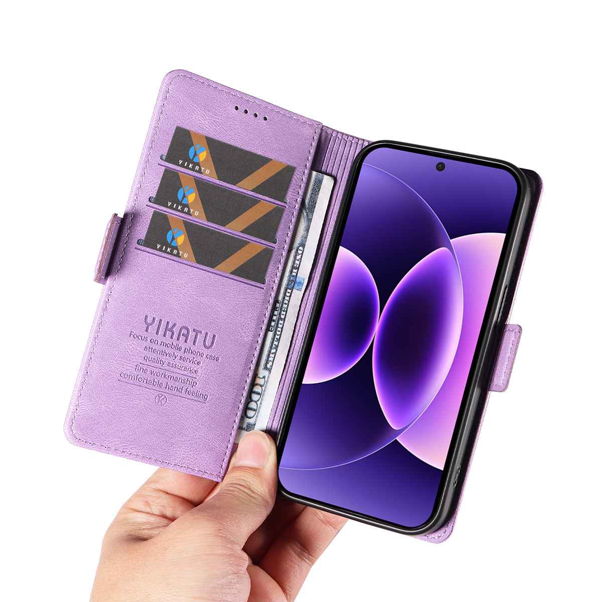 For Xiaomi 17 Pro Leather Case YIKATU YK-005 Skin-touch Feeling Wallet Phone Cover - Purple
