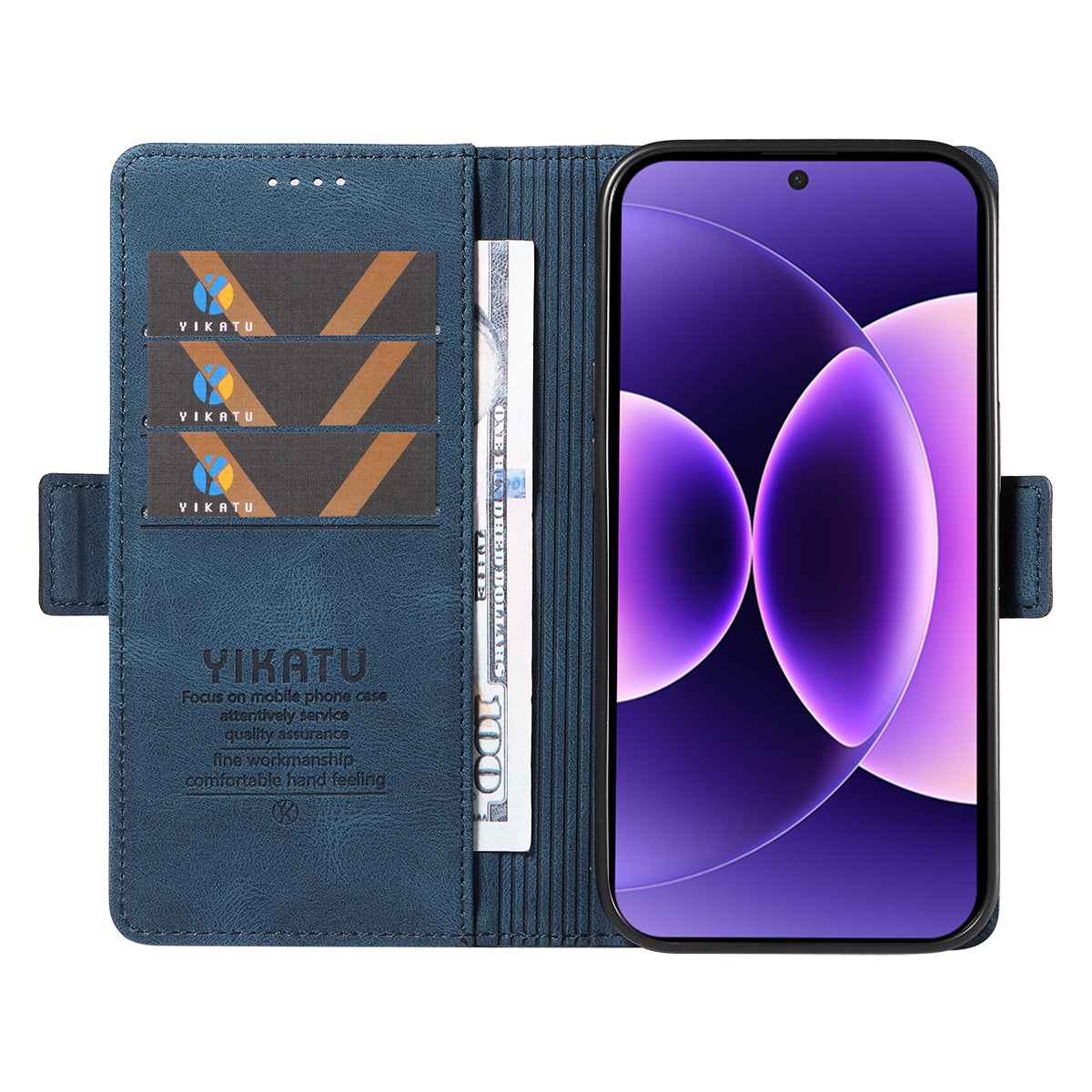 For Xiaomi 17 Pro Leather Case YIKATU YK-005 Skin-touch Feeling Wallet Phone Cover - Blue