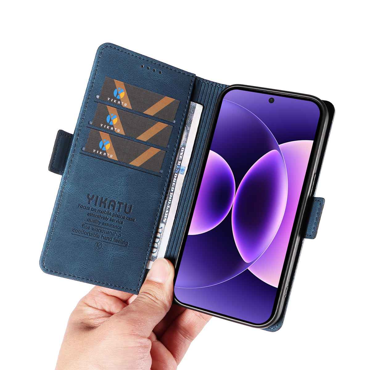 For Xiaomi 17 Pro Leather Case YIKATU YK-005 Skin-touch Feeling Wallet Phone Cover - Blue