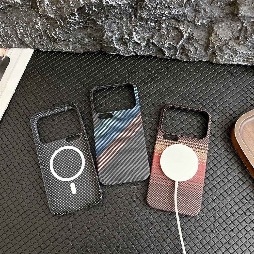 For Xiaomi 17 Pro Case Carbon Fiber Texture PC + TPU Phone Cover Magnetic Case - Black