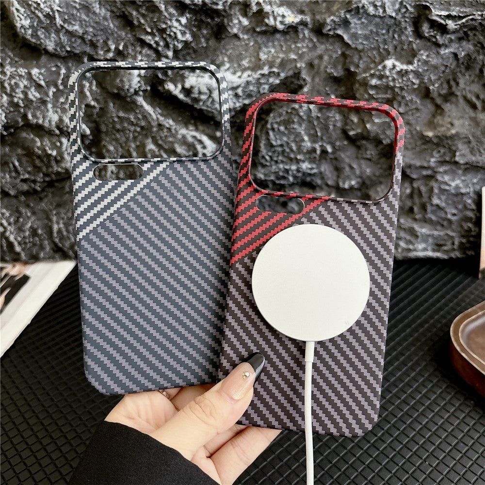 For Xiaomi 17 Pro Max Case Carbon Fiber Texture PC + TPU Phone Cover Magnetic Case - Black