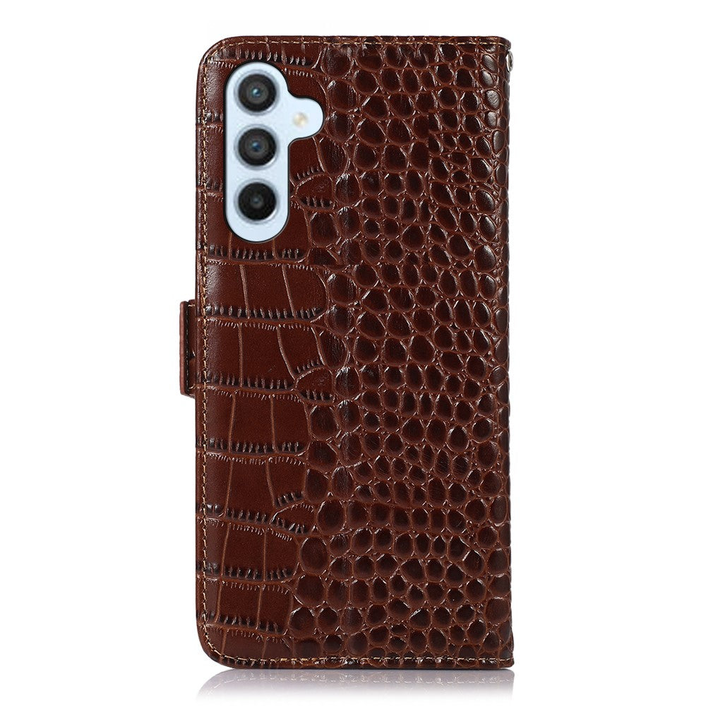 For-Samsung-Galaxy-S26-/-S26-Pro-Case-RFID-Blocking-Wallet-Crocodile-Texture-Genuine-Cow-Leather-Phone-Cover-Brown