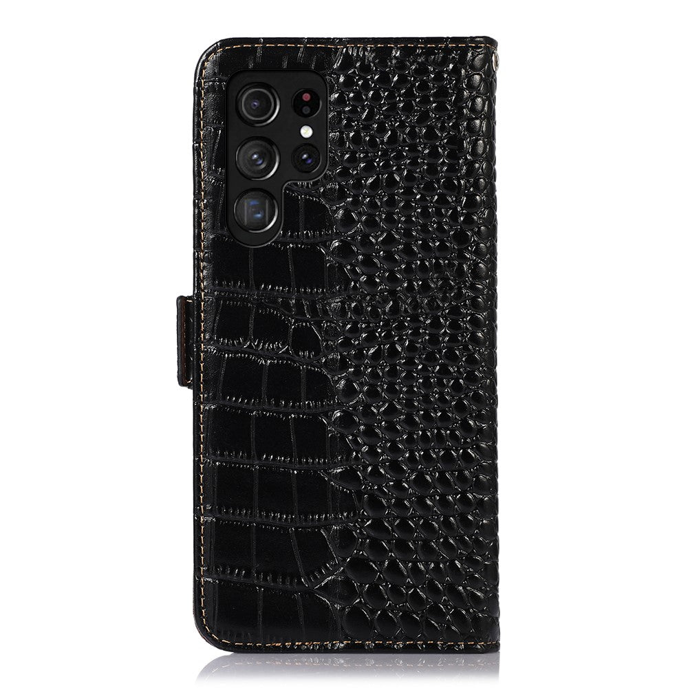 For-Samsung-Galaxy-S26-Ultra-Case-RFID-Blocking-Wallet-Crocodile-Texture-Genuine-Cow-Leather-Phone-Cover-Black