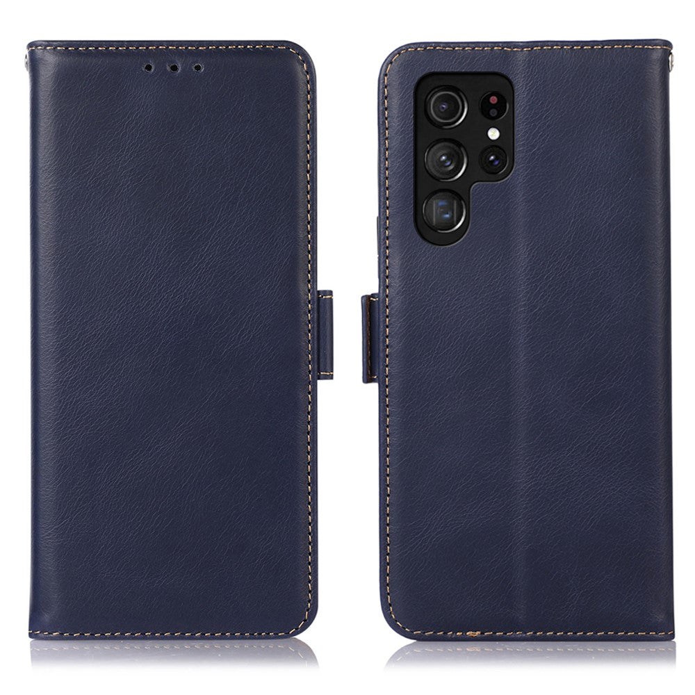 For-Samsung-Galaxy-S26-Ultra-Case-RFID-Blocking-Genuine-Cow-Leather-Wallet-Phone-Cover-Blue