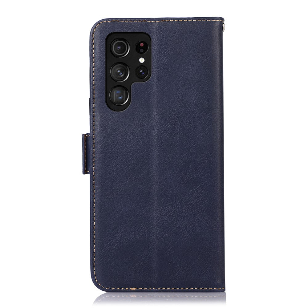 For-Samsung-Galaxy-S26-Ultra-Case-RFID-Blocking-Genuine-Cow-Leather-Wallet-Phone-Cover-Blue