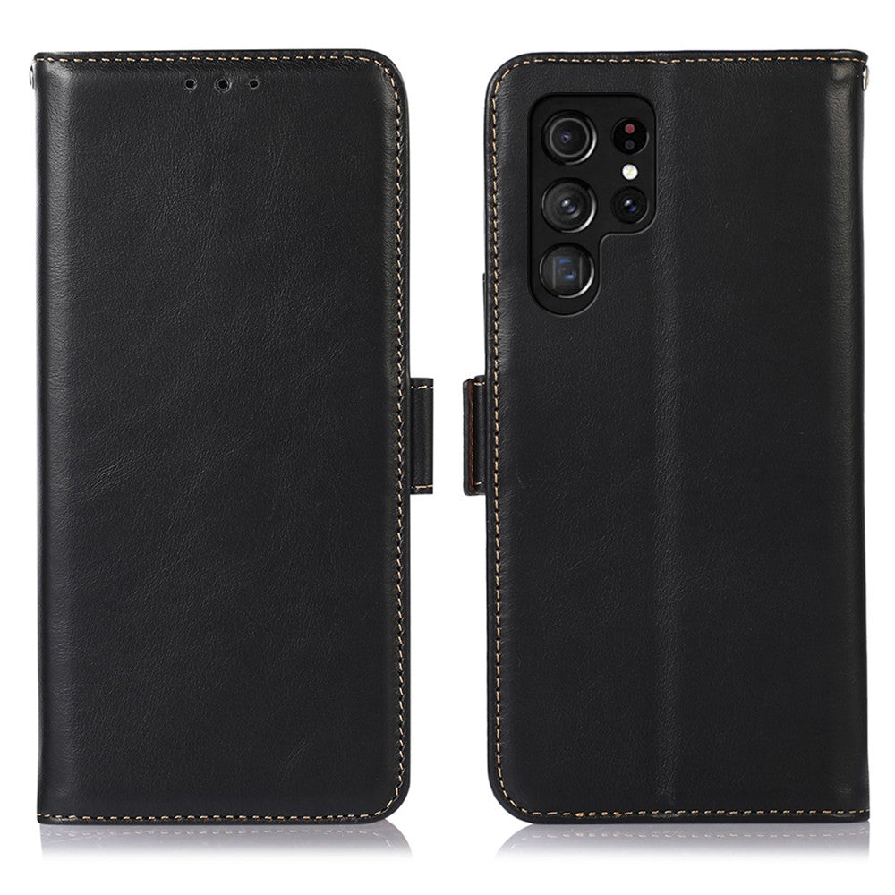 For-Samsung-Galaxy-S26-Ultra-Case-RFID-Blocking-Genuine-Cow-Leather-Wallet-Phone-Cover-Black