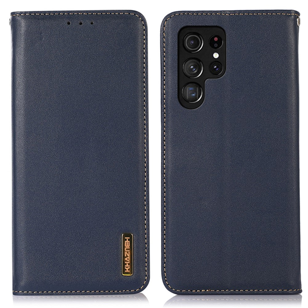 KHAZNEH-For-Samsung-Galaxy-S26-Ultra-Case-Wallet-Genuine-Cow-Leather-Phone-Cover-Nappa-Texture-Blue