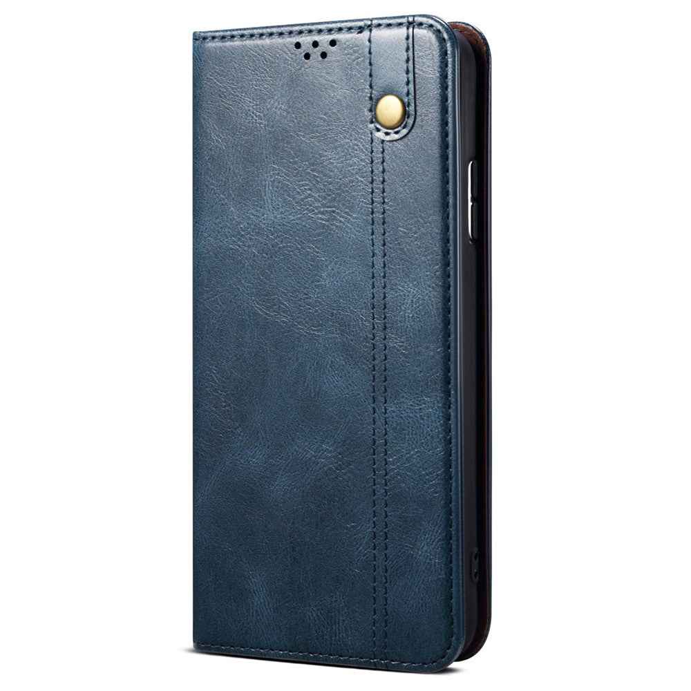 For Xiaomi 17 Pro Case Crazy Horse Texture Waxy Leather Wallet Stand Phone Cover - Blue