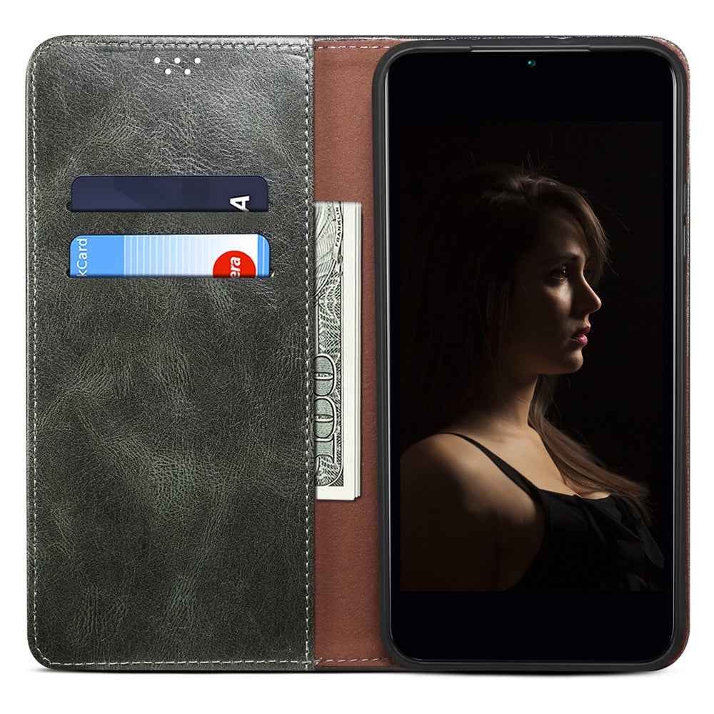For Xiaomi 17 Pro Case Crazy Horse Texture Waxy Leather Wallet Stand Phone Cover - Green