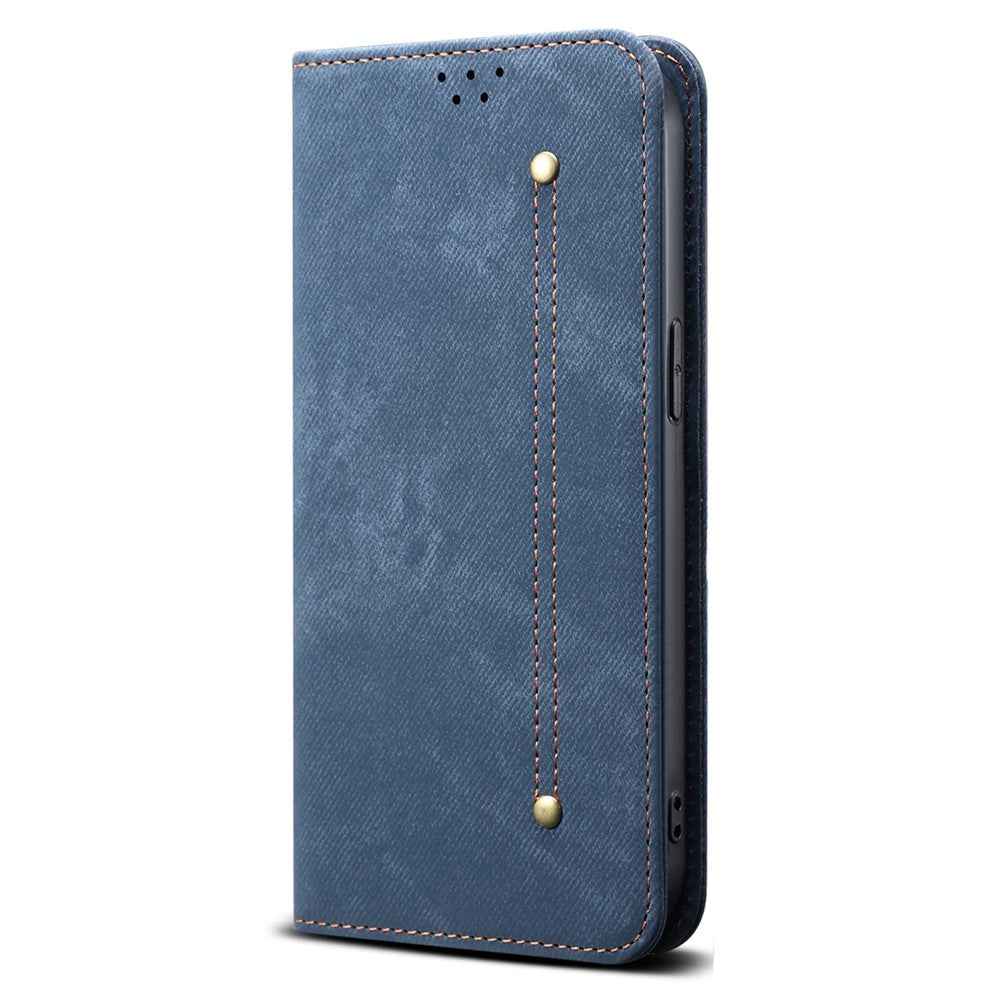 For Xiaomi 17 Pro Case Jeans Cloth Texture Anti-Scratch Leather Stand Phone Cover - Blue