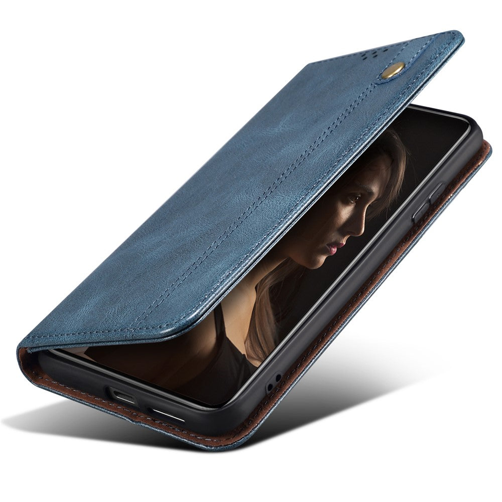 For Xiaomi 17 Pro Max Case Crazy Horse Texture Waxy Leather Wallet Stand Phone Cover - Blue