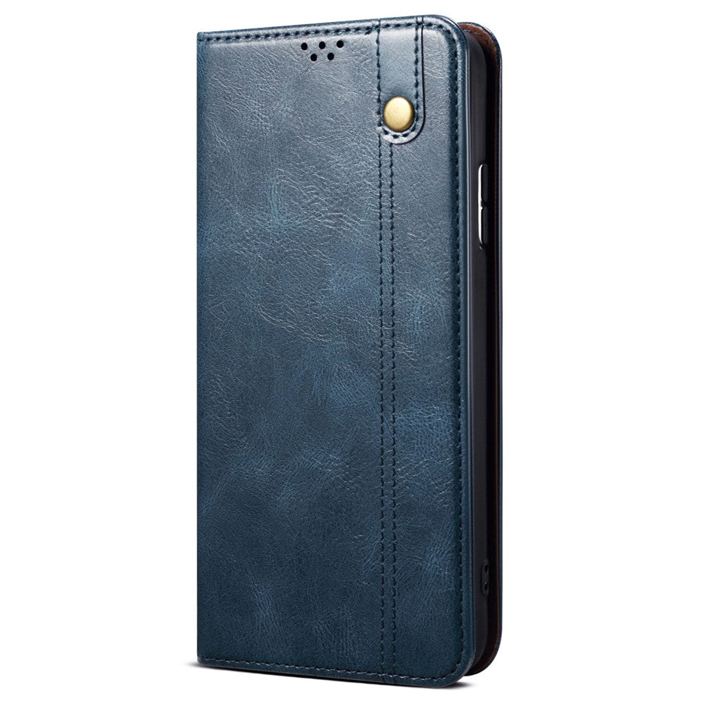 For Xiaomi 17 Pro Max Case Crazy Horse Texture Waxy Leather Wallet Stand Phone Cover - Blue