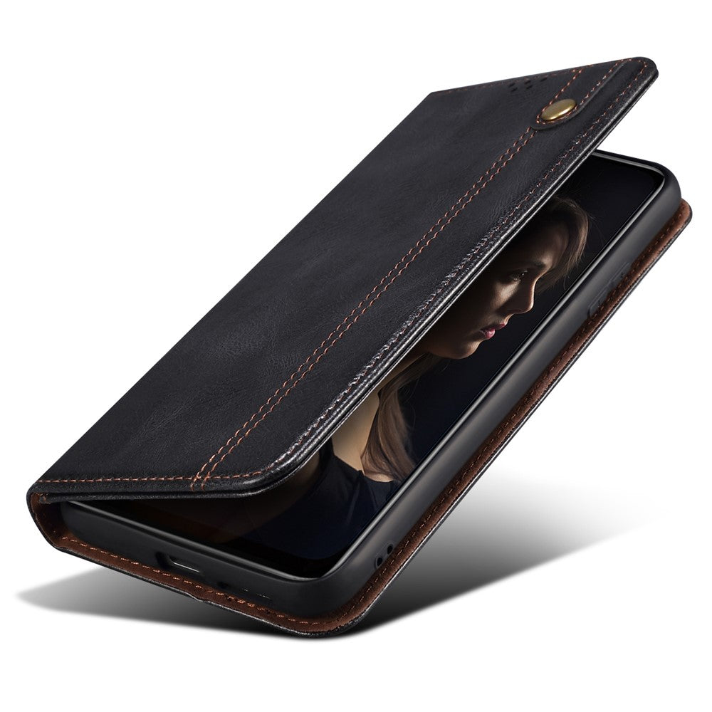 For Xiaomi 17 Pro Max Case Crazy Horse Texture Waxy Leather Wallet Stand Phone Cover - Black
