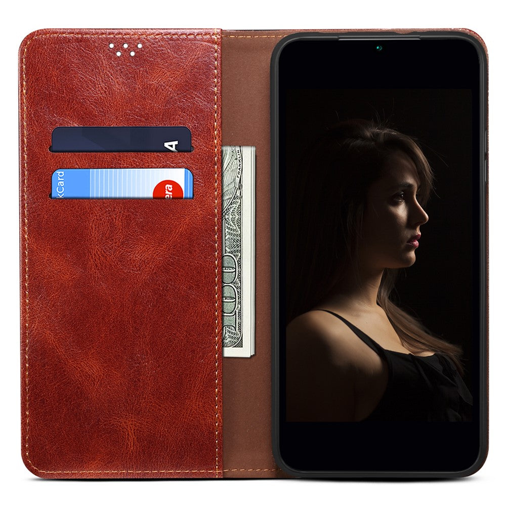 For Xiaomi 17 Pro Max Case Crazy Horse Texture Waxy Leather Wallet Stand Phone Cover - Brown
