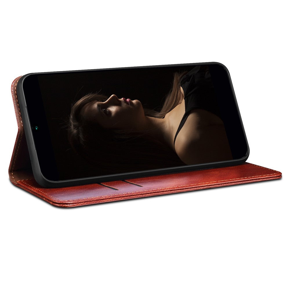 For Xiaomi 17 Pro Max Case Crazy Horse Texture Waxy Leather Wallet Stand Phone Cover - Brown