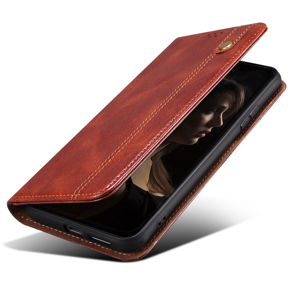 For Xiaomi 17 Pro Max Case Crazy Horse Texture Waxy Leather Wallet Stand Phone Cover - Brown