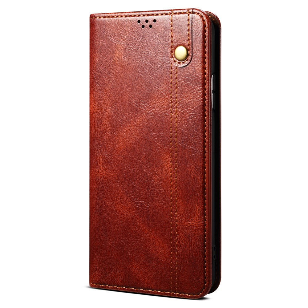 For Xiaomi 17 Pro Max Case Crazy Horse Texture Waxy Leather Wallet Stand Phone Cover - Brown