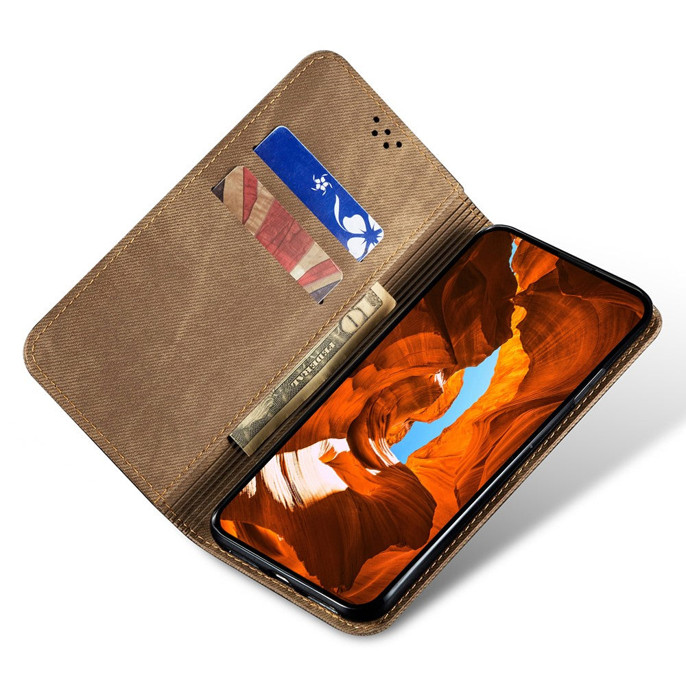 For Xiaomi 17 Pro Max Case Jeans Cloth Texture Anti-Scratch Leather Stand Phone Cover - Khaki