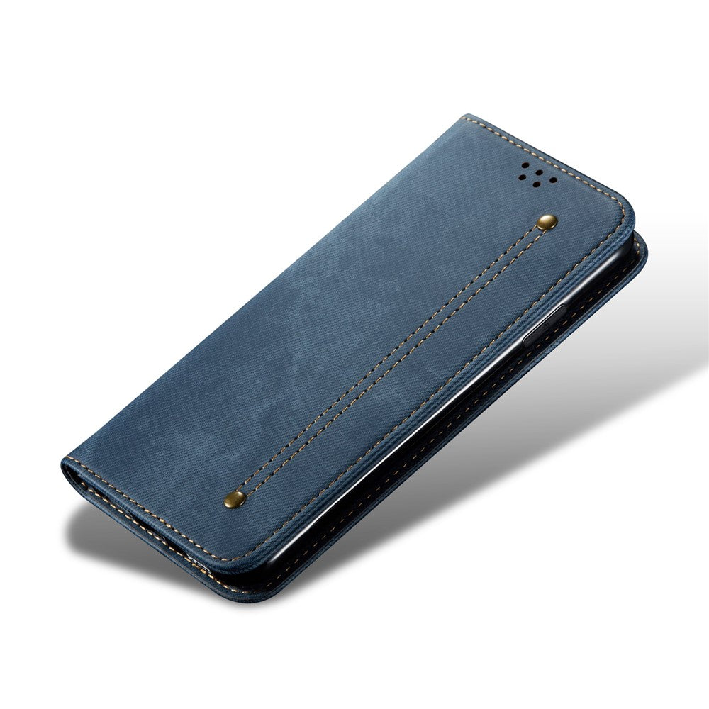For Xiaomi 17 Pro Max Case Jeans Cloth Texture Anti-Scratch Leather Stand Phone Cover - Blue