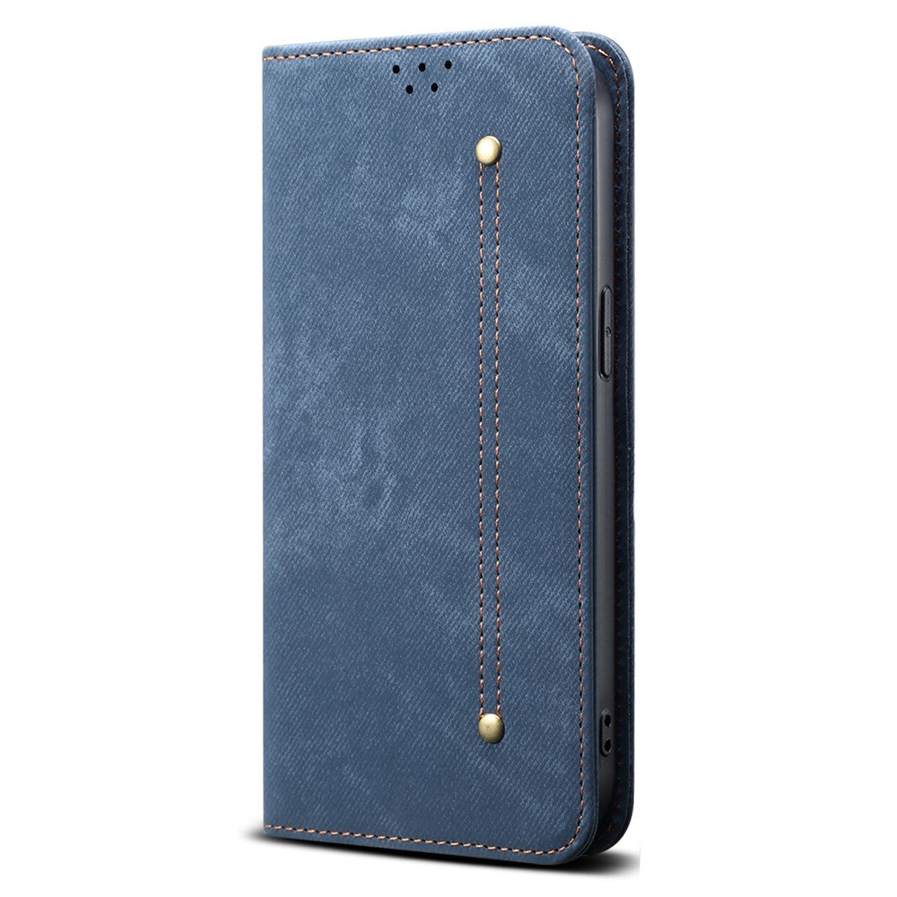 For Xiaomi 17 Pro Max Case Jeans Cloth Texture Anti-Scratch Leather Stand Phone Cover - Blue