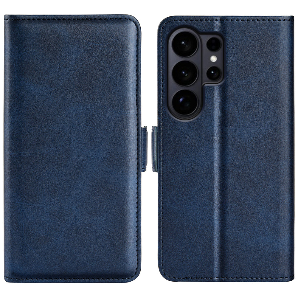 For-Samsung-Galaxy-S26-Ultra-Case-Calf-Texture-Leather-Wallet-Phone-Cover-Blue