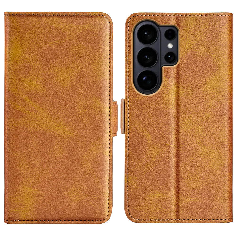 For-Samsung-Galaxy-S26-Ultra-Case-Calf-Texture-Leather-Wallet-Phone-Cover-Yellow