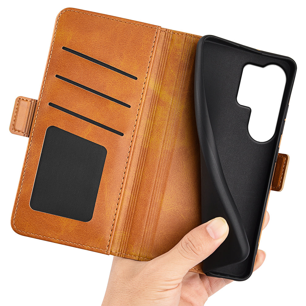 For-Samsung-Galaxy-S26-Ultra-Case-Calf-Texture-Leather-Wallet-Phone-Cover-Yellow