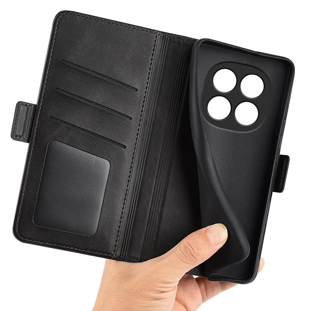 For Xiaomi Poco M8 Pro 5G / Redmi Note 15 Pro+ 5G (Global) Case Calf Texture Leather Wallet Phone Cover - Black