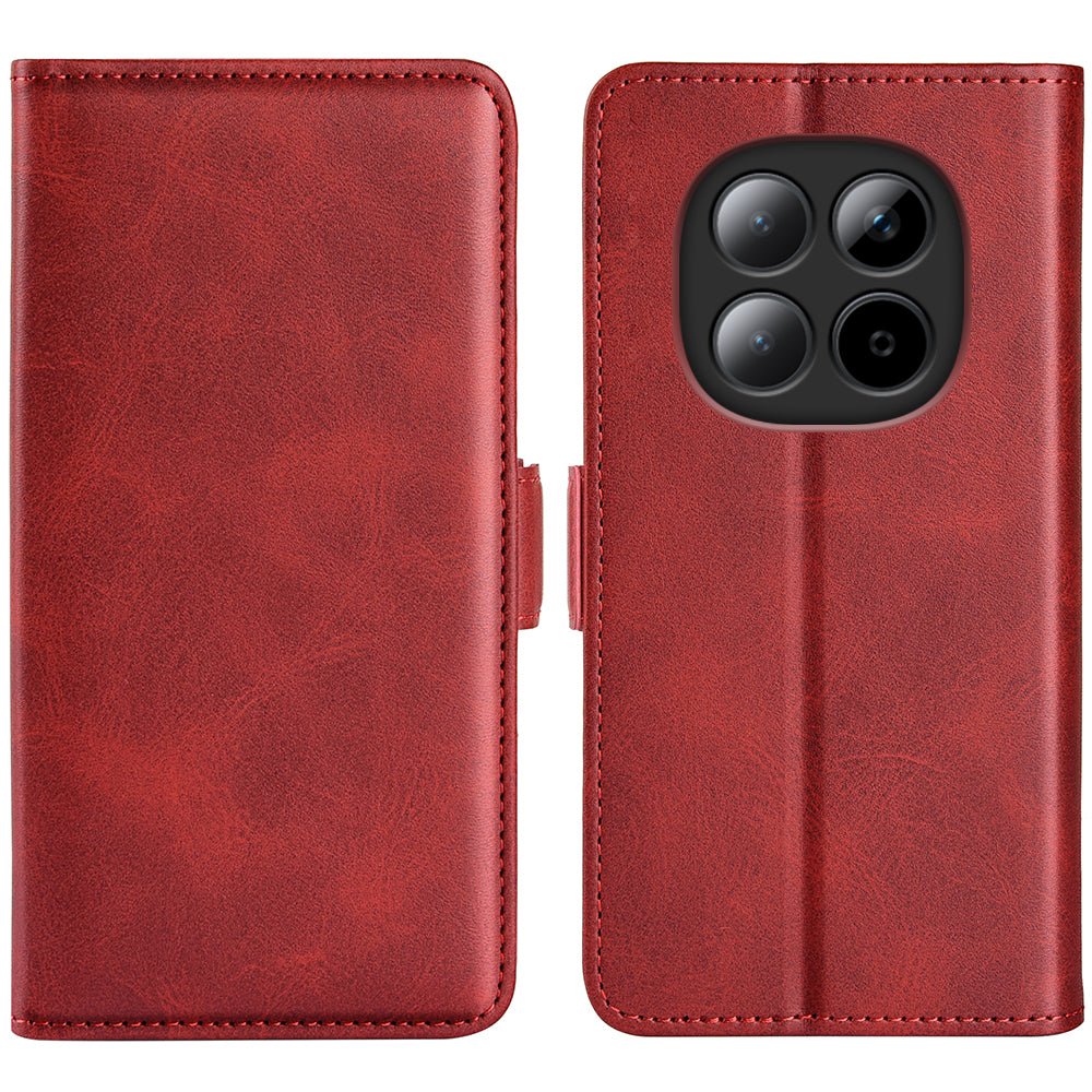 For Xiaomi Redmi Note 15 Pro 5G (Global) Case Calf Texture Leather Wallet Phone Cover - Red
