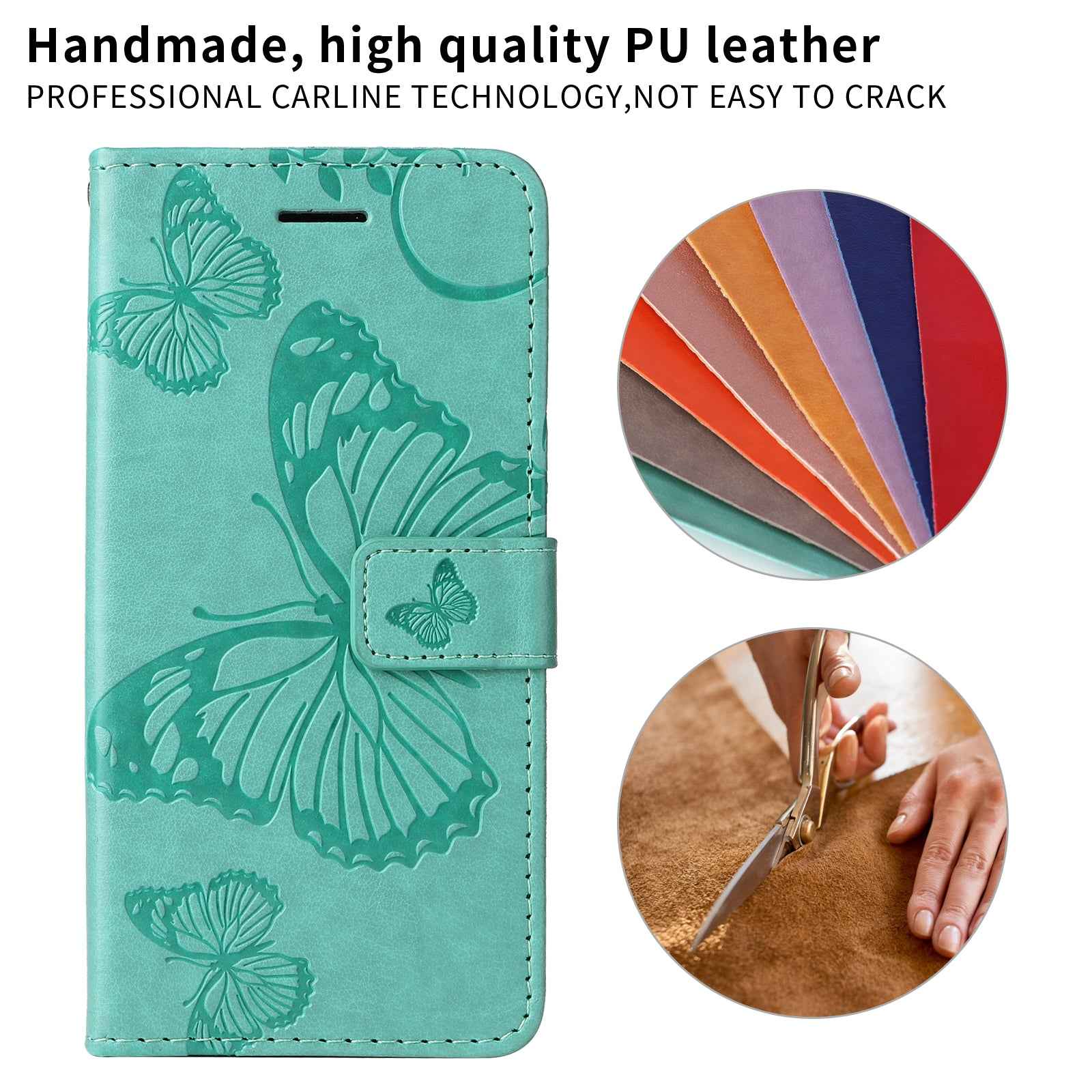 For Xiaomi 17 Pro Wallet Case Floral Butterfly Imprinted Leather Phone Cover Stand -  Green