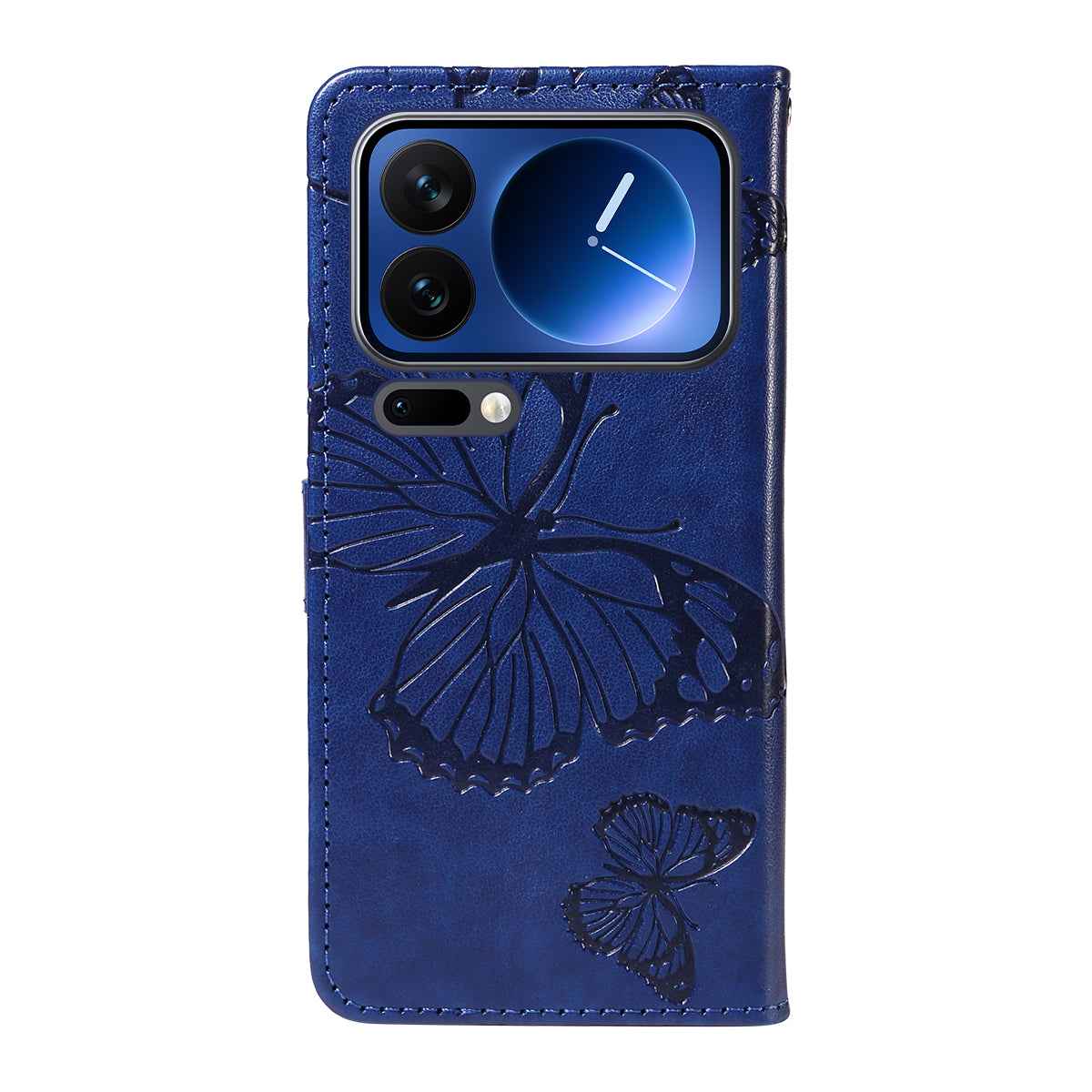 For Xiaomi 17 Pro Wallet Case Floral Butterfly Imprinted Leather Phone Cover Stand - Blue