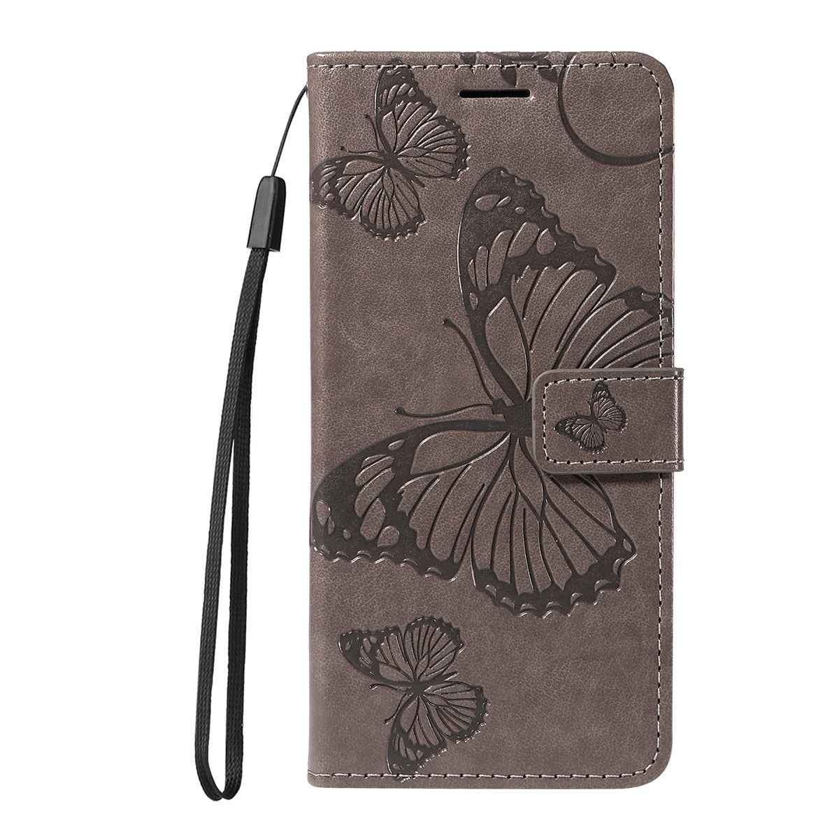 For Xiaomi 17 Pro Wallet Case Floral Butterfly Imprinted Leather Phone Cover Stand - Grey