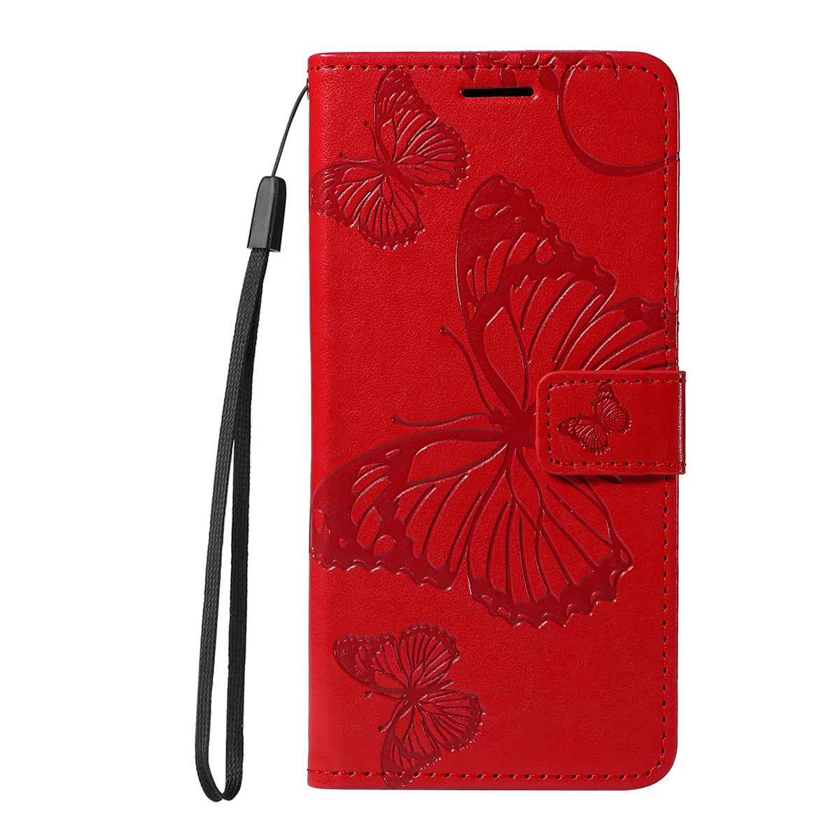 For Xiaomi 17 Pro Wallet Case Floral Butterfly Imprinted Leather Phone Cover Stand - Red