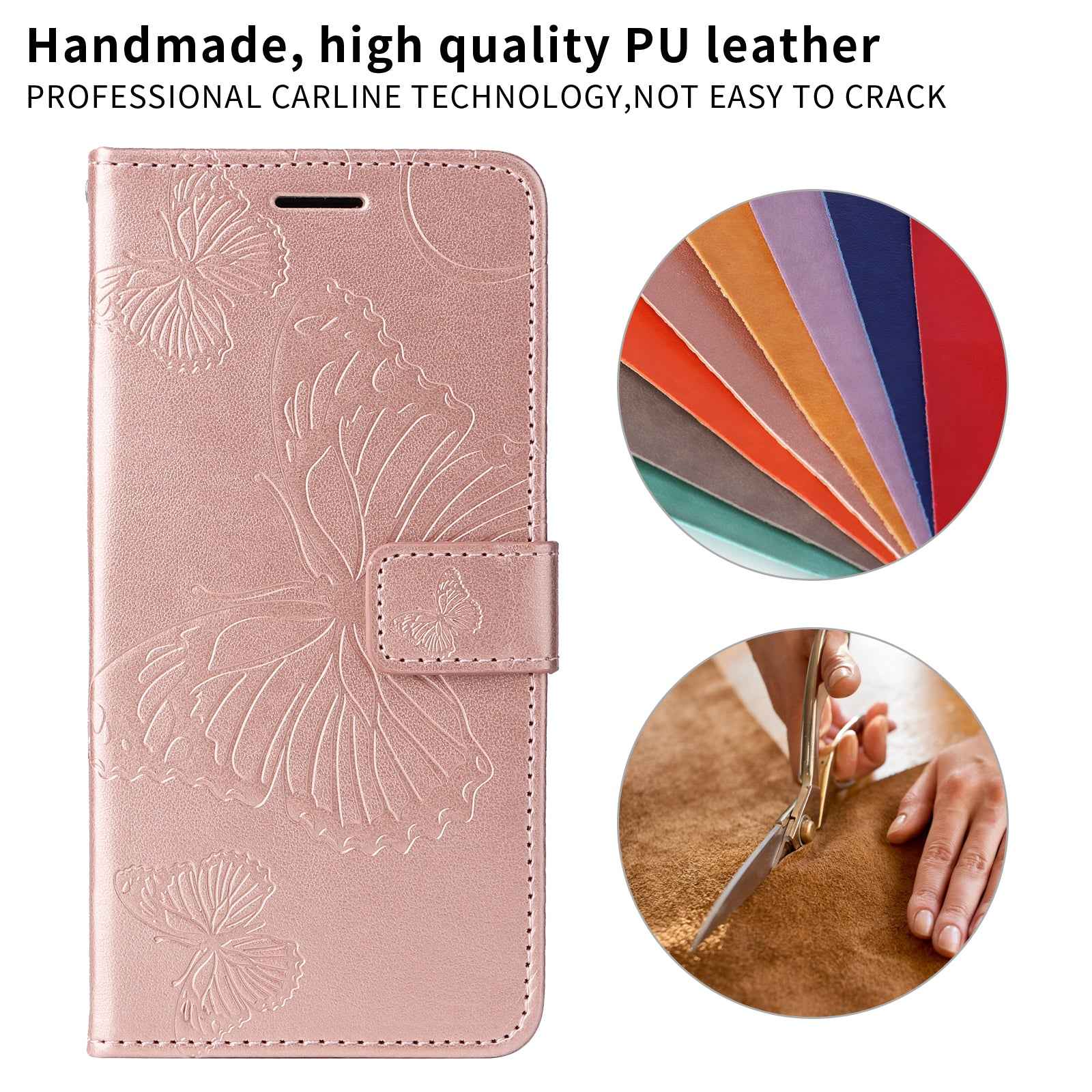 For Xiaomi 17 Pro Wallet Case Floral Butterfly Imprinted Leather Phone Cover Stand -  Rose Gold