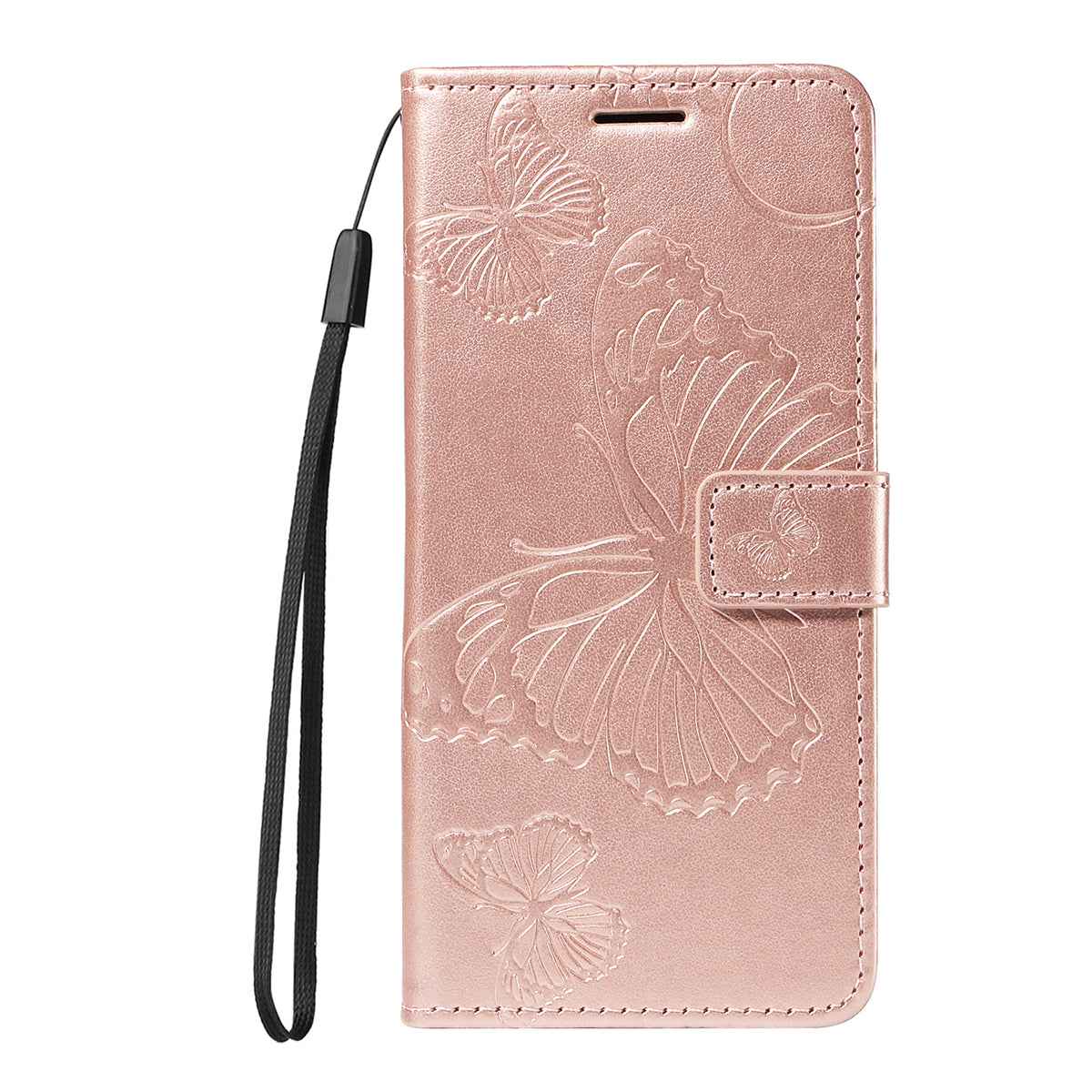 For Xiaomi 17 Pro Wallet Case Floral Butterfly Imprinted Leather Phone Cover Stand -  Rose Gold