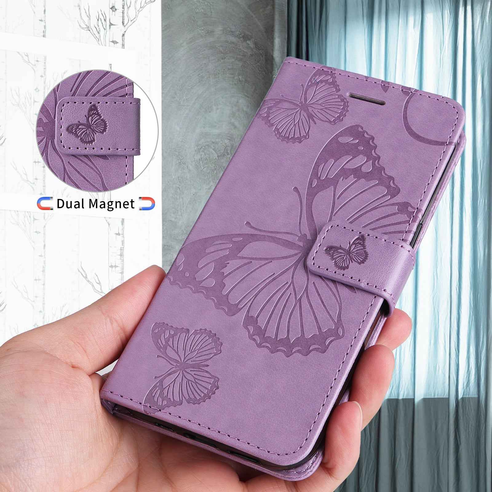 For Xiaomi 17 Pro Wallet Case Floral Butterfly Imprinted Leather Phone Cover Stand - Light Purple