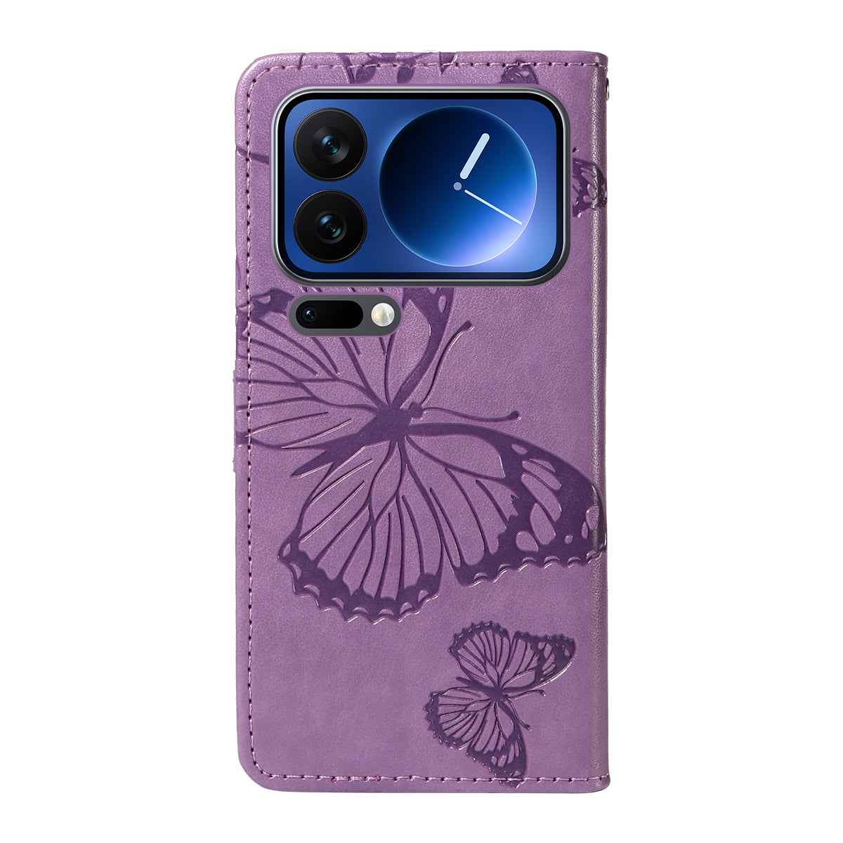 For Xiaomi 17 Pro Wallet Case Floral Butterfly Imprinted Leather Phone Cover Stand - Light Purple